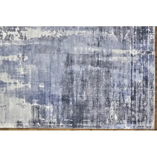 Blue Gray And Ivory Abstract Hand Woven Area Rug Photo 4