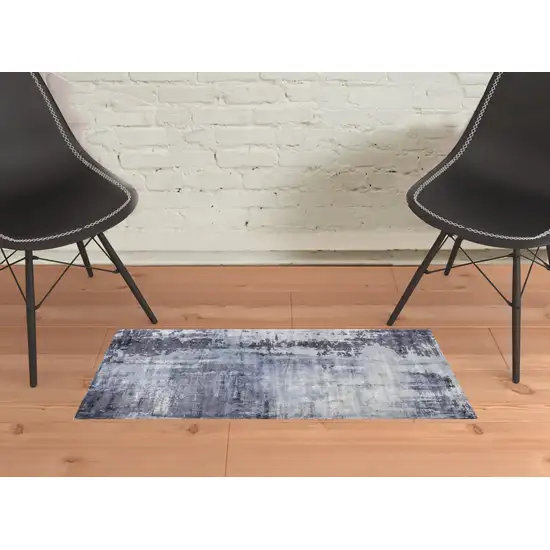 Blue Gray And Ivory Abstract Hand Woven Area Rug Photo 2