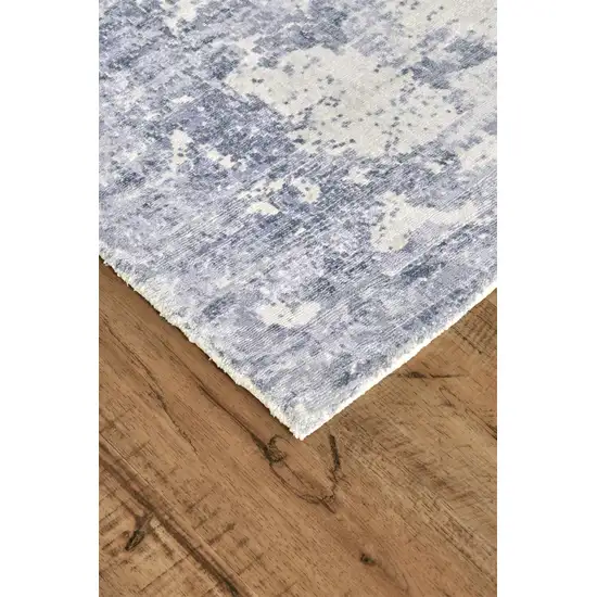 Blue Gray And Ivory Abstract Hand Woven Area Rug Photo 9