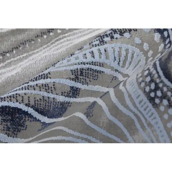 Blue Gray And Ivory Abstract Power Loom Stain Resistant Area Rug Photo 9