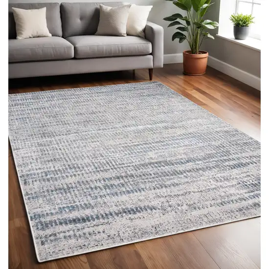 Blue and Ivory Abstract Non Skid Area Rug Photo 1