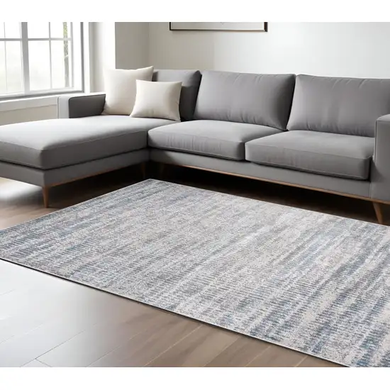 Blue and Ivory Abstract Non Skid Area Rug Photo 1