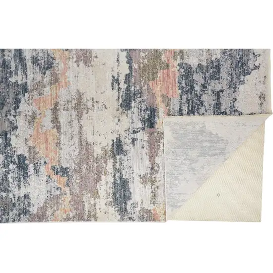 Blue Gray And Ivory Abstract Stain Resistant Area Rug Photo 4