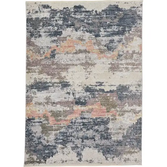 Blue Gray And Ivory Abstract Stain Resistant Area Rug Photo 1