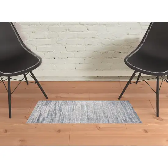 Blue Gray And Ivory Abstract Stain Resistant Area Rug Photo 2