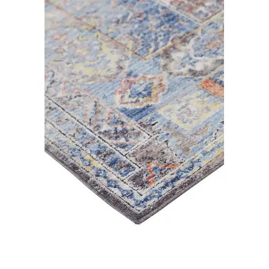 Blue Gray And Ivory Floral Stain Resistant Area Rug Photo 6