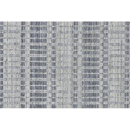 Blue Gray And Ivory Striped Hand Woven Area Rug Photo 8