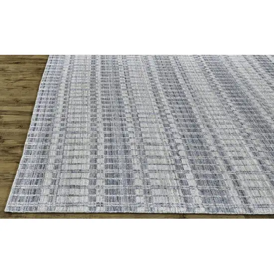 Blue Gray And Ivory Striped Hand Woven Area Rug Photo 6