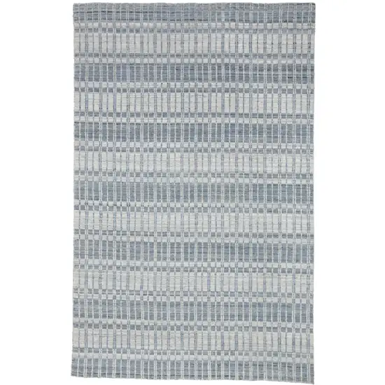 Blue Gray And Ivory Striped Hand Woven Area Rug Photo 1