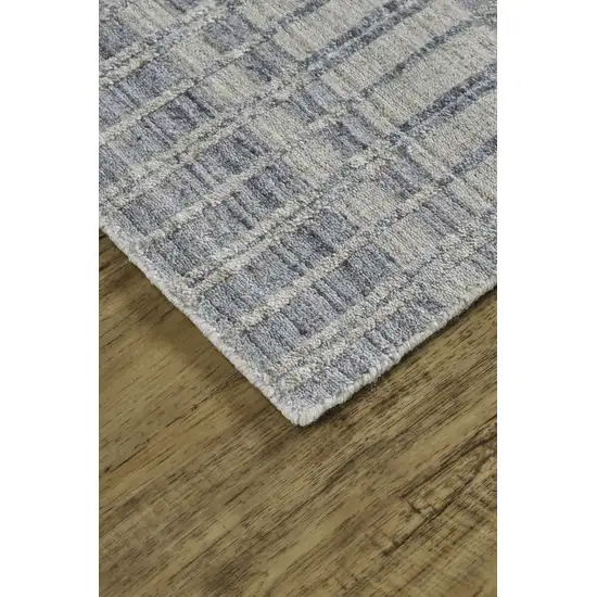 Blue Gray And Ivory Striped Hand Woven Area Rug Photo 5