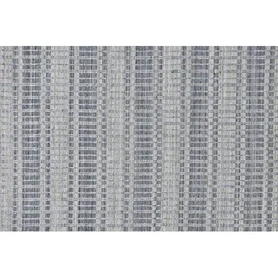 Blue Gray And Ivory Striped Hand Woven Area Rug Photo 9