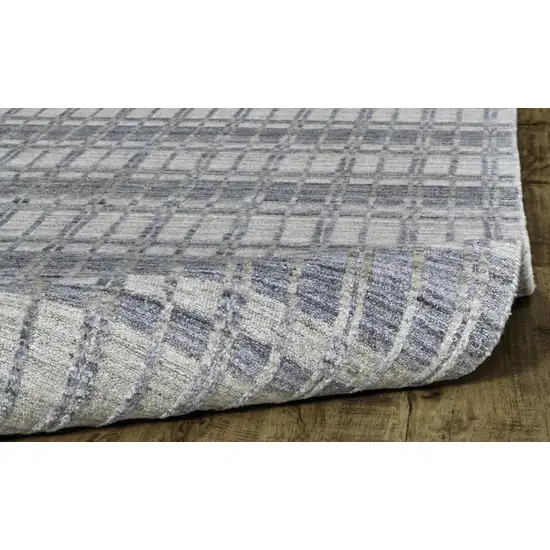 Blue Gray And Ivory Striped Hand Woven Area Rug Photo 7