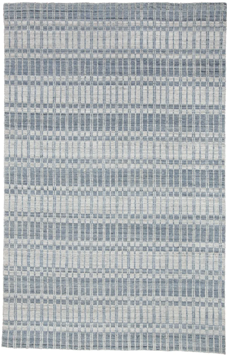 Blue Gray And Ivory Striped Hand Woven Area Rug Photo 1