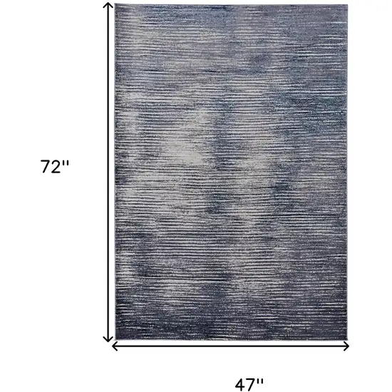 Blue Gray And Ivory Striped Power Loom Distressed Area Rug Photo 10