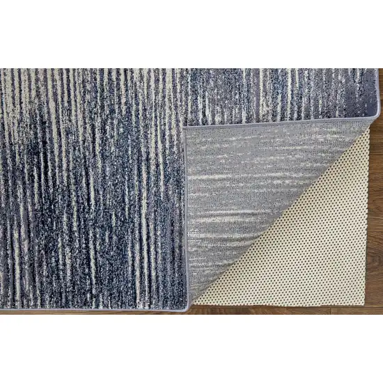 Blue Gray And Ivory Striped Power Loom Distressed Area Rug Photo 3