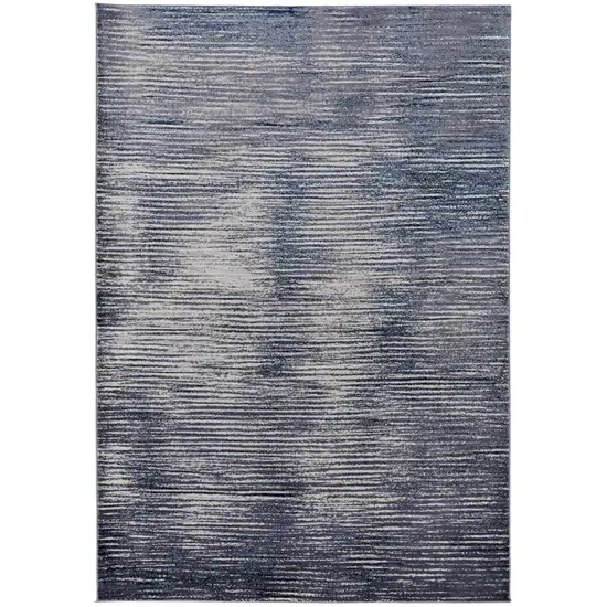 Blue Gray And Ivory Striped Power Loom Distressed Area Rug Photo 1