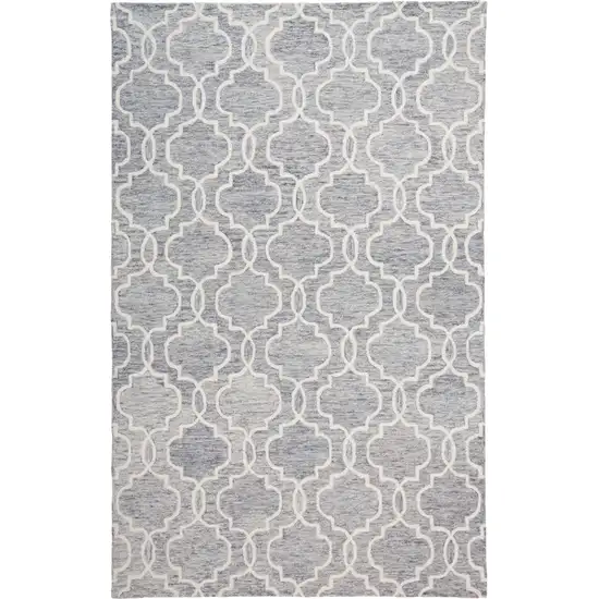 Blue Gray And Ivory Wool Geometric Tufted Handmade Stain Resistant Area Rug Photo 1