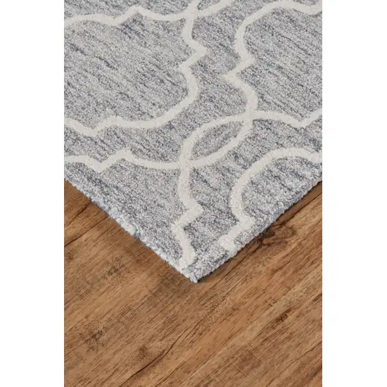 Blue Gray And Ivory Wool Geometric Tufted Handmade Stain Resistant Area Rug Photo 8