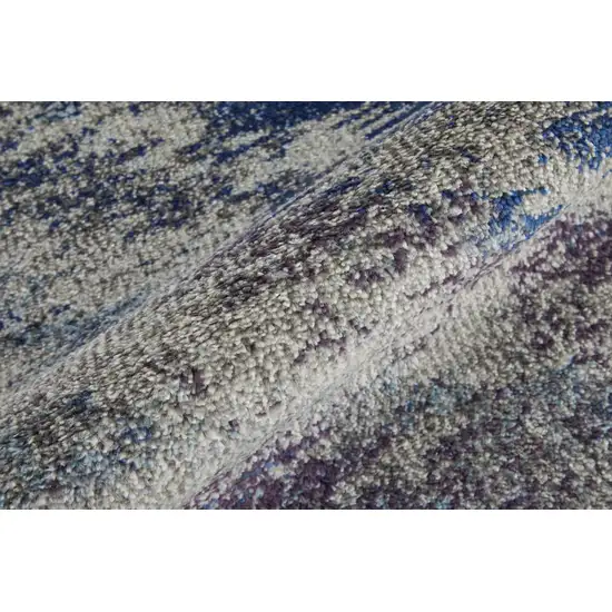 Blue Gray And Orange Abstract Power Loom Stain Resistant Area Rug Photo 9