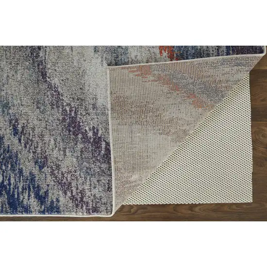 Blue Gray And Orange Abstract Power Loom Stain Resistant Area Rug Photo 4