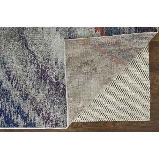 Blue Gray And Orange Abstract Power Loom Stain Resistant Area Rug Photo 3