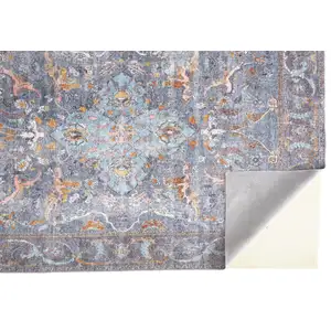 Photo of Blue Gray And Orange Floral Area Rug