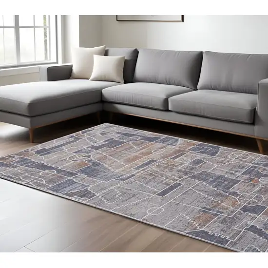 Blue and Gray Geometric Power Loom Area Rug Photo 1