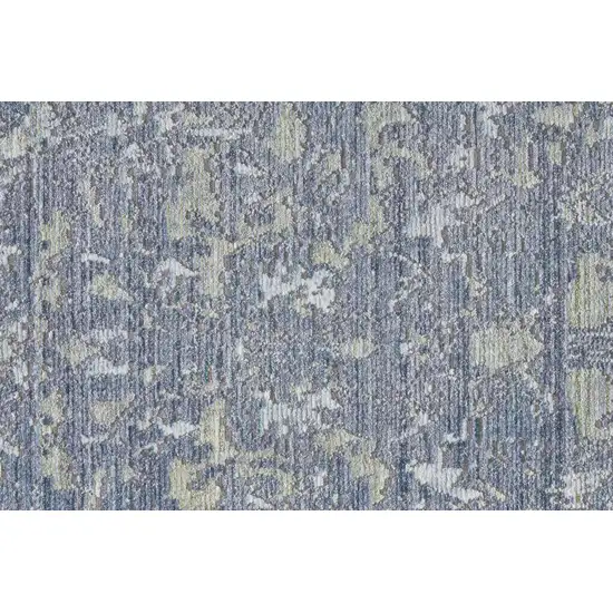 Blue Gray And Silver Abstract Distressed Area Rug With Fringe Photo 8