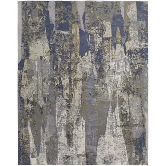 Blue Gray And Tan Abstract Power Loom Distressed Area Rug Photo 1