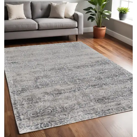 Gray and Ivory Abstract Hand Woven Area Rug Photo 1