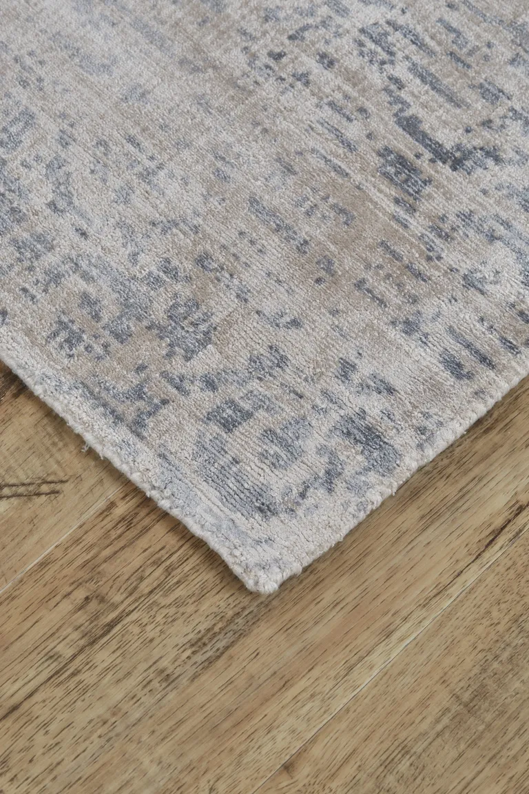 Blue Gray And Taupe Abstract Hand Woven Area Rug Photo 4