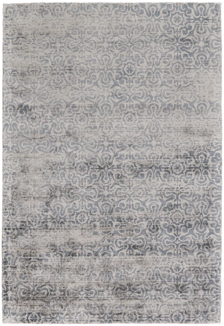 Blue Gray And Taupe Abstract Hand Woven Area Rug Photo 1