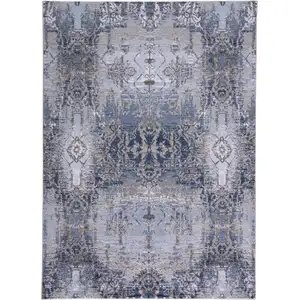 Photo of Blue Gray And Taupe Abstract Stain Resistant Area Rug