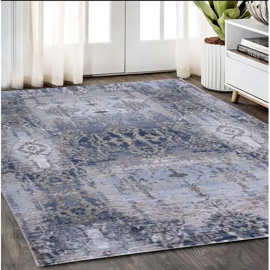 Blue Gray And Taupe Abstract Stain Resistant Area Rug Photo 1