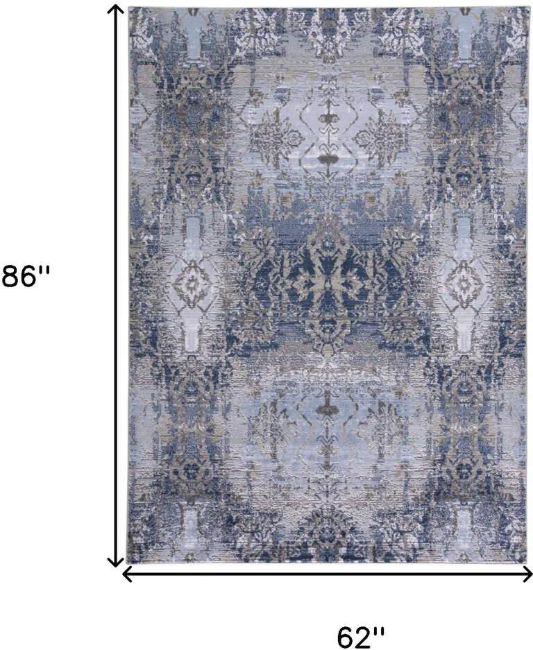 Blue Gray And Taupe Abstract Stain Resistant Area Rug Photo 5