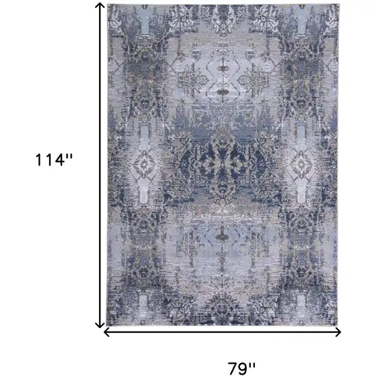 Blue Gray And Taupe Abstract Stain Resistant Area Rug Photo 5