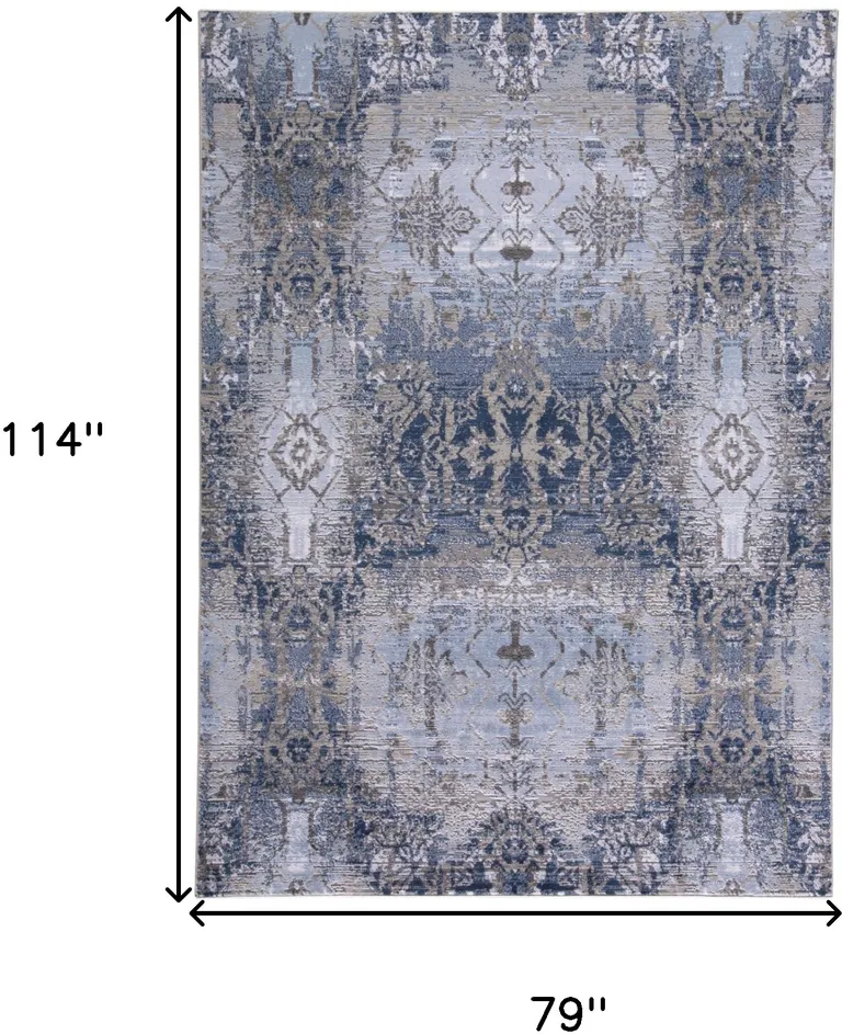 Blue Gray And Taupe Abstract Stain Resistant Area Rug Photo 5