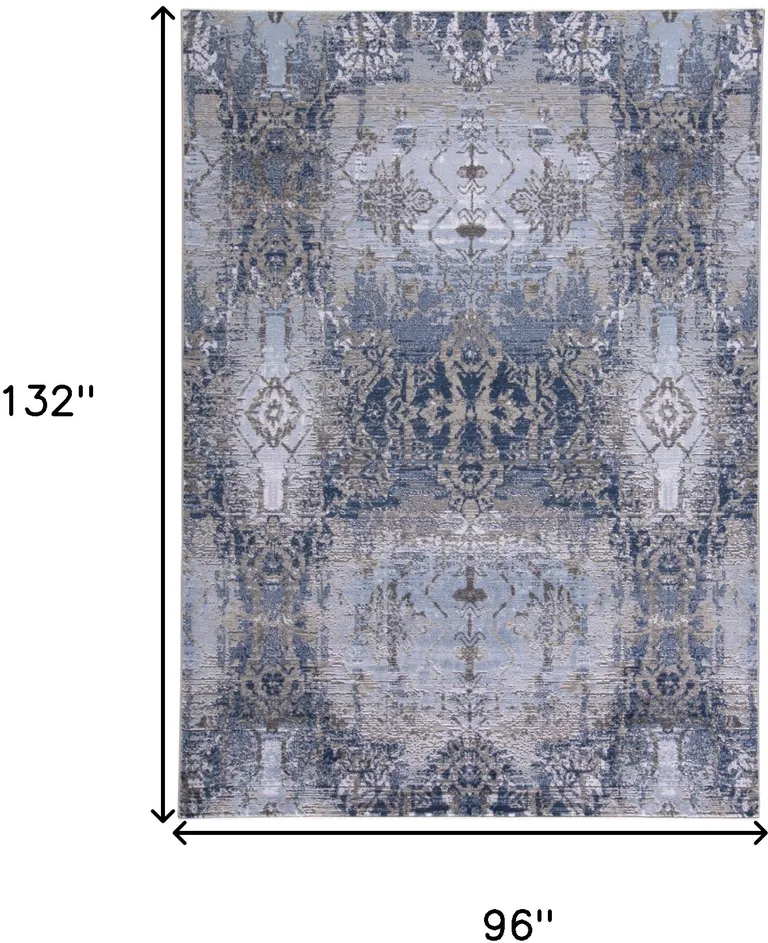 Blue Gray And Taupe Abstract Stain Resistant Area Rug Photo 5