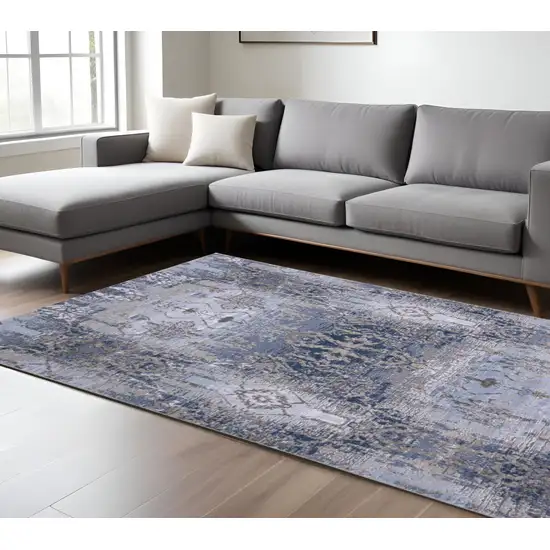 Gray and Ivory Abstract Non Skid Area Rug Photo 1