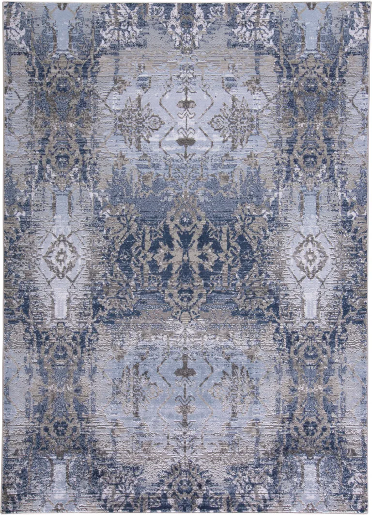 Blue Gray And Taupe Abstract Stain Resistant Area Rug Photo 1