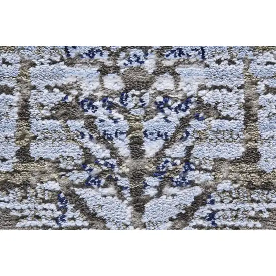 Blue Gray And Taupe Abstract Stain Resistant Area Rug Photo 4