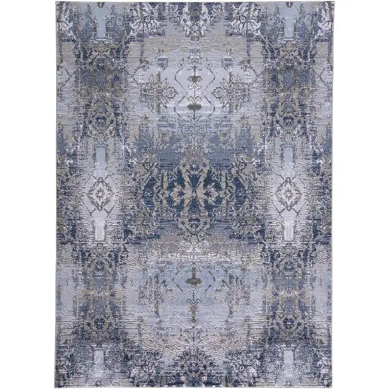 Blue Gray And Taupe Abstract Stain Resistant Area Rug Photo 1