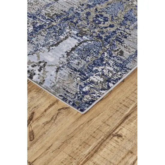 Blue Gray And Taupe Abstract Stain Resistant Area Rug Photo 3