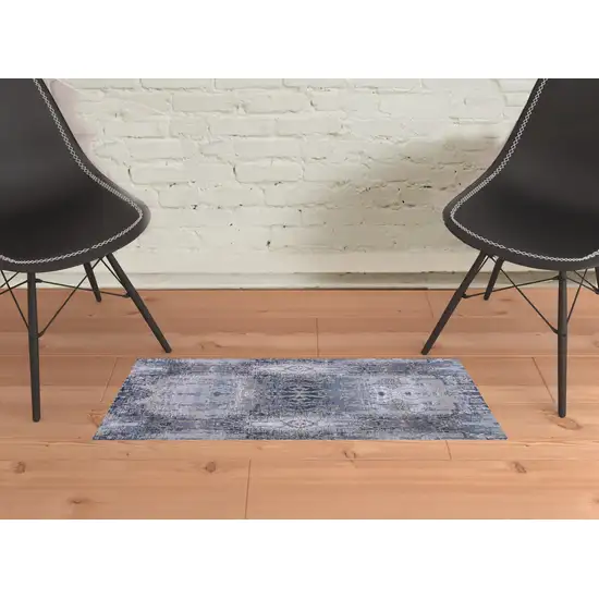 Blue Gray And Taupe Abstract Stain Resistant Area Rug Photo 2