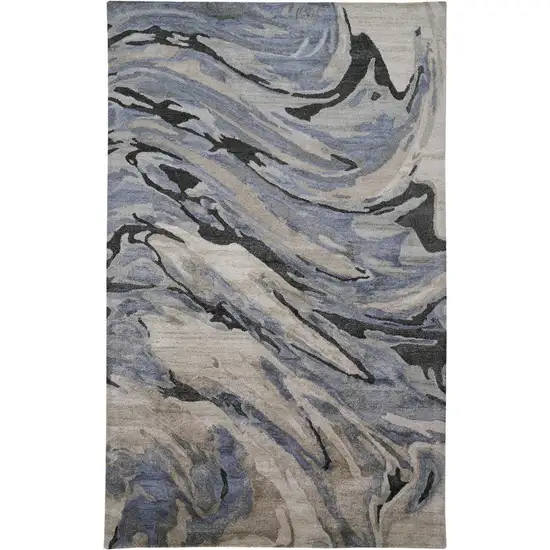 Gray and Ivory Abstract Hand Tufted Area Rug Photo 2