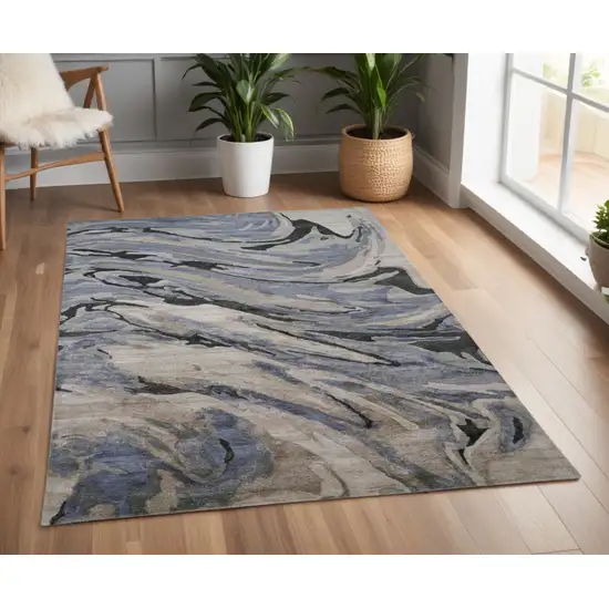 Gray and Ivory Abstract Hand Tufted Area Rug Photo 1