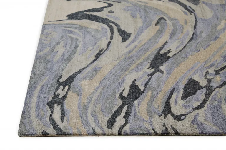 Blue Gray And Taupe Abstract Tufted Handmade Area Rug Photo 1