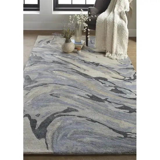 Blue Gray And Taupe Abstract Tufted Handmade Area Rug Photo 4