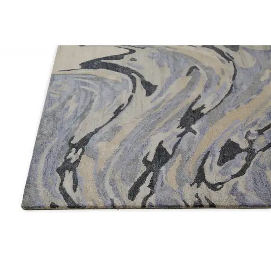 Blue Gray And Taupe Abstract Tufted Handmade Area Rug Photo 1