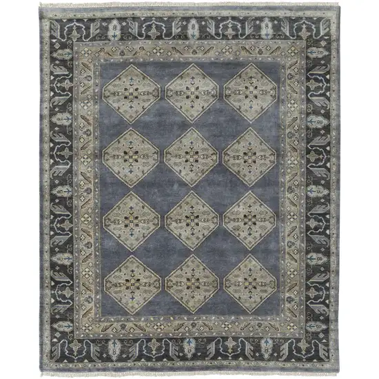 Blue Gray And Taupe Wool Floral Hand Knotted Stain Resistant Area Rug Photo 1